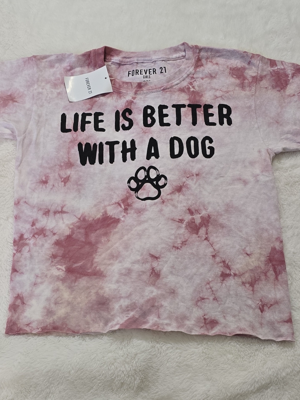 Forever 21 Pink Tie-Dye 'Life Is Better With A Dog' Graphic Tee